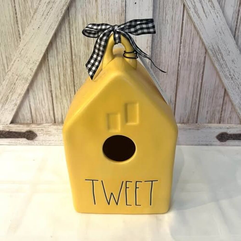 Rae Dunn "TWEET” Yellow Ceramic Birdhouse